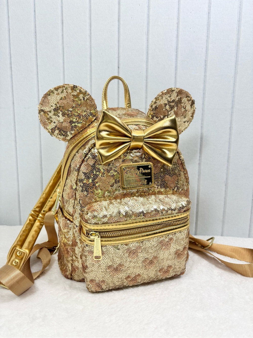 Loungefly x Disney Minnie Mouse Gold Sequin Mini Backpack